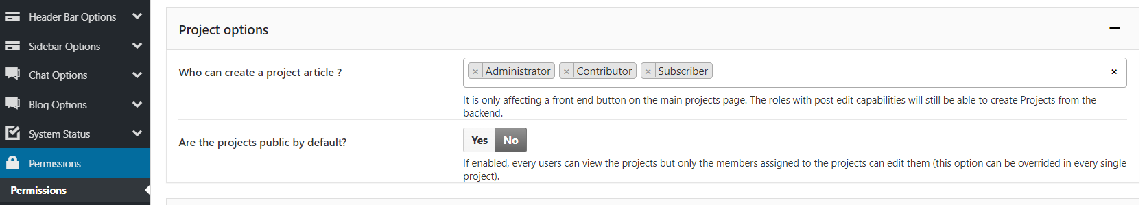 Project permissions