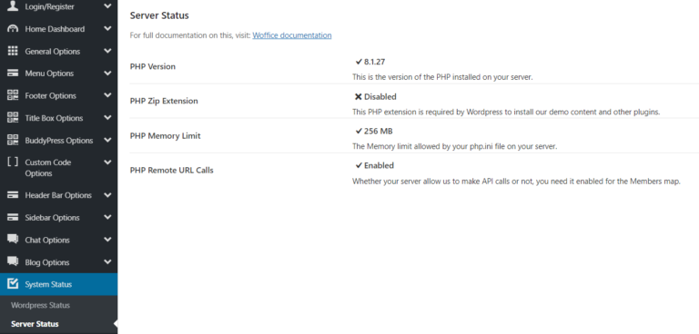 Server Status Display Server Status