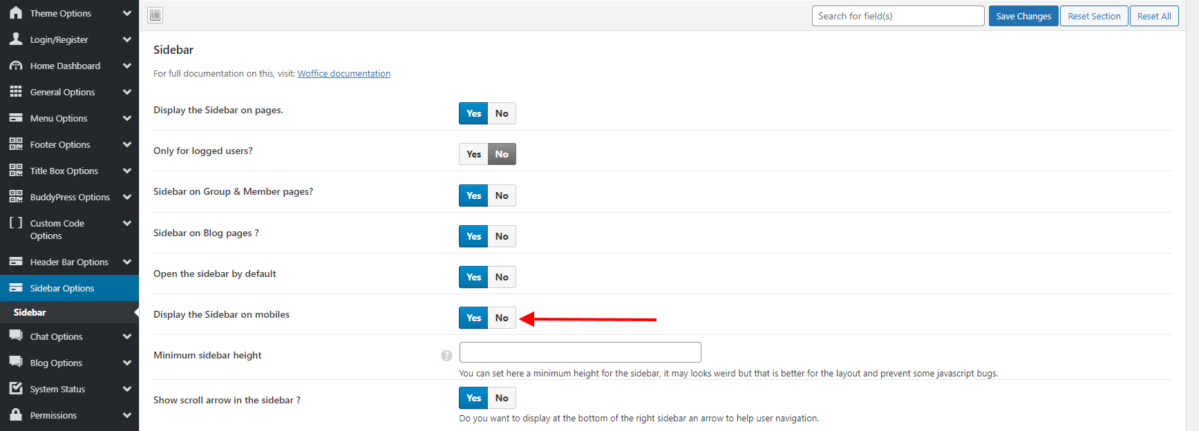 Display Right sidebar – Mobile Devices