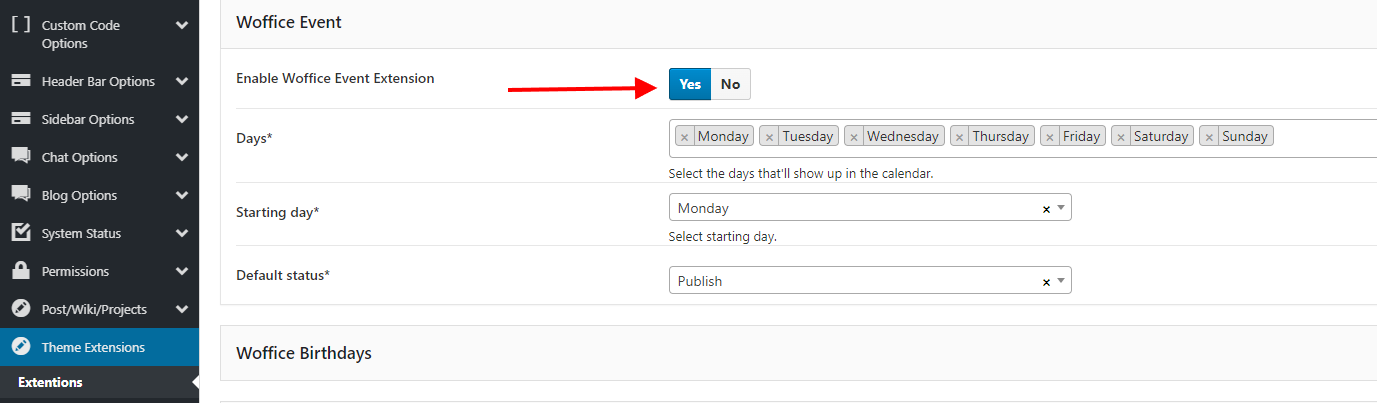Woffice Event Extension